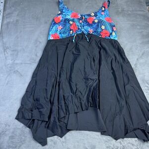 Neyook Swimdress Swimsuit Womens 22W Black Floral One Piece Skirted Bathing Suit